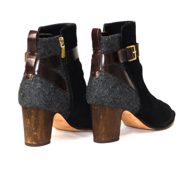 Clarks Cushion Plus "Spiced River" 2 Tone Suede/Felt Buckle Heel Ankle Boots - Picture 10 of 15